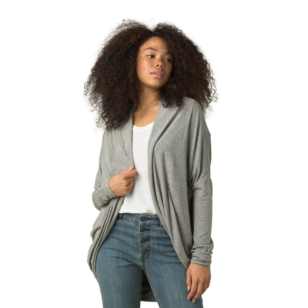 Prana Munra Foundation Wrap Sweater Light Gray Sz. L
